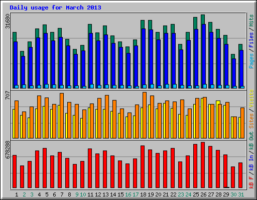 Daily usage for March 2013